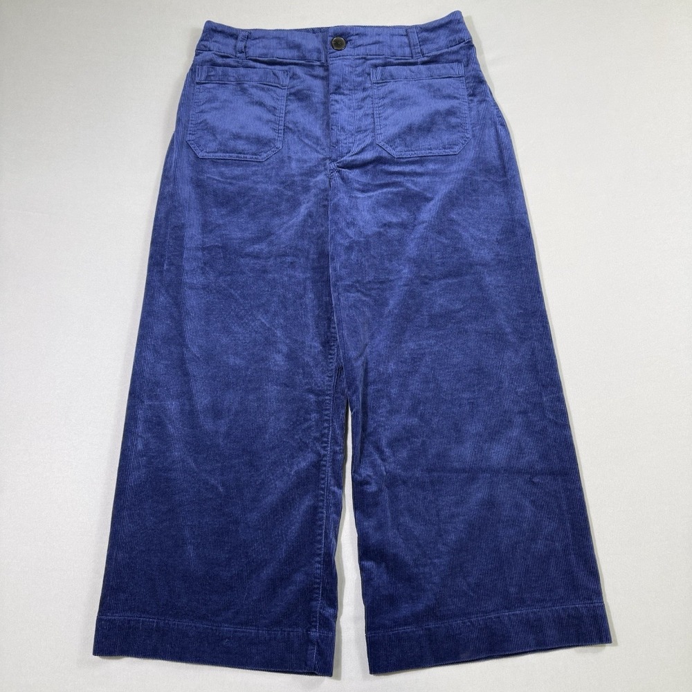 ANTHROPOLOGIE MAEVE Colette Corduroy Crop Wide-Leg Pants Womens 31P NAVY BLUE